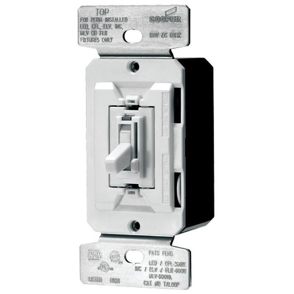 Eaton Wiring Devices AL Toggle Dimmer, 120 V, 300 W, CFL, LED Lamp, 3Way, WhiteLight AlmondIvory TUL06P-C2-KB-L